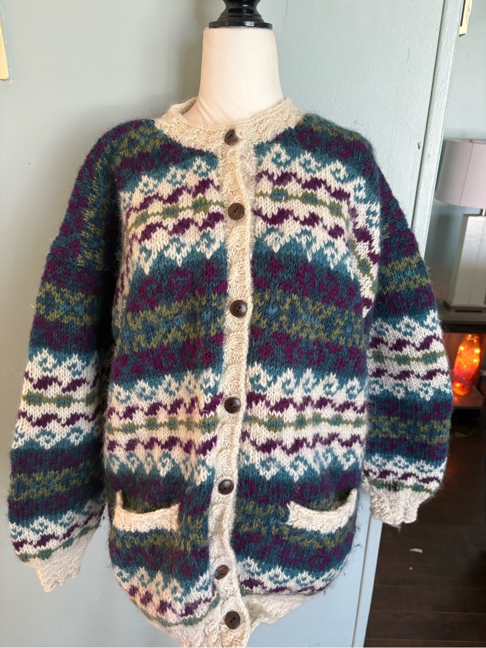 Lost Horizon handknit  Nepal Wool cardigan sweater